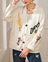 Pull Cachemire Femme Personnalisé Col en V Maille Jacquard ODM OEM Tricoté Cardigan