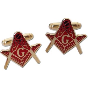 กระดุมข้อมือลายลูกบอลรักบี้สีแดงพร้อมเข็มทิศ - Product Image 4