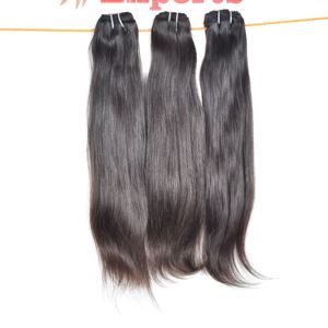 100% naturel 8-32 pouces doux droit noir couleur vierge indien Machine Double trame Temple Extensions de cheveux humains - Product Image 6