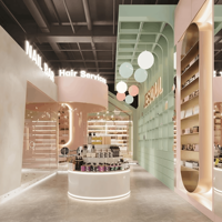 Présentoir LED pour parfums, équipement de salon de beauté, comptoir de caisse, mobilier de bar doré, vitrines cosmétiques