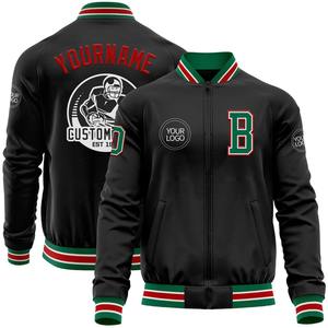 Personalizado negro Kelly verde-rojo bombardero Varsity Letterman cremallera chaqueta cortavientos Streetwear vintage hombres Varsity chaqueta - Product Image 1