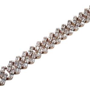 Chaîne cubaine Baguette 14K VVS1 Moissanite avec argent sterling 925 pendentifs taille princesse style hip-hop breloques testeur de diamant-passe - Product Image 2