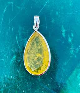 Colgante de zafiro amarillo de Plata de Ley 925, hermoso colgante para mujer. - Product Image 5