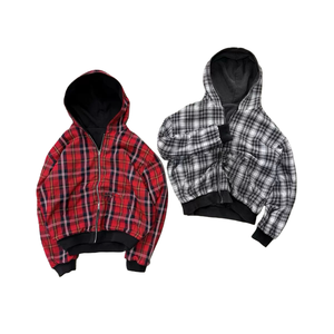 Sudadera con Capucha de Alta Calidad, Estilo Y2K, 100% Algodón, Reversible, a Cuadros, Unisex, Informal, de Invierno, con Bordado y Tinte Liso - Product Image 3