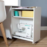 Table de couture et d'artisanat avec tiroirs de rangement et surface anti-rayures, blanc pur, fabriquée par un fabricant de meubles depuis plus de 20 ans