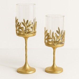 ที่ตั้งเทียนทีไลท์สีขาวรูปดอกกุหลาบพร้อมฐานใบและก้านโลหะสีทองประดับดอกไม้หรูหราใช้ในการตกแต่งบ้านให้เป็นของขวัญที่โรแมนติก - Product Image 6