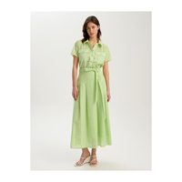 Robe décontractée plissée brodée BGN Maxi à manches courtes, coupe moderne, provenant de TR