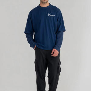 Nouveau T-shirt Homme Oversize Personnalisable Élégant Haute Qualité 100% Coton Double Couche Manches Longues Coupe Courte Grande Taille - Product Image 4