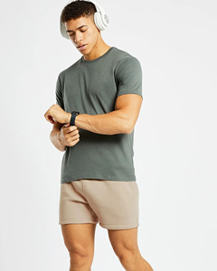 Camisetas de hombre de corte regular color verde oliva, precio de fábrica al por mayor, mezcla de algodón, transpirables, para gimnasio y ropa de calle, camisetas de verano para hombre - Product Image 5