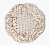 Napperon réutilisable en rotin naturel fait à la main brun tissé fleur bord pour les fêtes de mariage décoration de table en gros