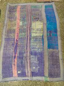 100% algodón hecho a mano Reversible Kantha cosido a mano sostenible Kantha tradicional Vintage hecho a mano Boho Chic Kantha - Product Image 5