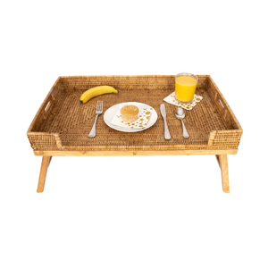 Bandeja de mesa de mimbre tejida a mano, natural, con patas, calidad impecable, para hotel, restaurante, hecha en Vietnam, novedad - Product Image 4