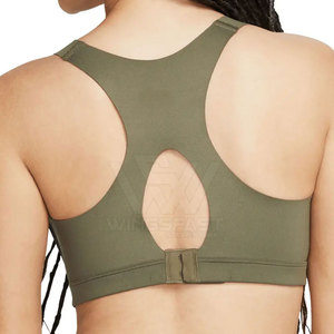 Soutien-gorge de sport respirant à maintien élevé pour femme, fabriqué au Pakistan, avec design personnalisé, couleur unie, tissu Spandex/Nylon - En vente - Product Image 3