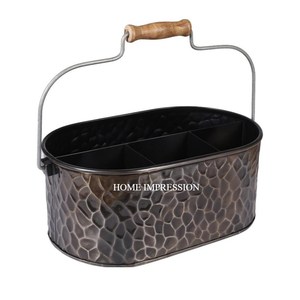 Forme ronde Table Caddy galvanisé 3 compartiments ustensiles Caddy Table à manger comptoir cuisine en gros 2025 Offre Spéciale - Product Image 5