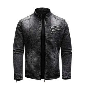 Veste en jean vintage délavée pour homme, style décontracté urbain pour le printemps, haute qualité, écologique, légère, avec logo frontal - Product Image 1