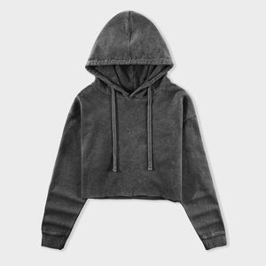 Best Selling With Latest Design for <b>Long</b> <b>Sleeves</b> 2025 Crop <b>Top</b> Acid Washed Hoodies Women Clothing women's hoodies - Product Image 3