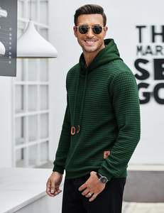 Sweat à capuche surdimensionné chaud d'hiver pour hommes pull en molleton de coton poche kangourou épaule tombante Style personnalisé - Product Image 2