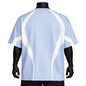T-shirt de sport personnalisé OEM pour homme en polyester, bleu et blanc, séchage rapide, maillot d'entraînement, vente en gros - Product Image 2