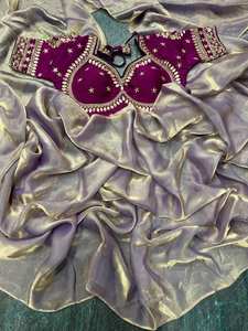 LOOK RICH BANARASI SOIE OR JARI TRAVAIL DE TISSAGE SAREE AVEC CHEMISIER INCOSÉ - Product Image 4