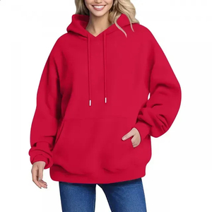 Sudadera con capucha de mujer de 450gsm de peso pesado de alta calidad para Otoño Invierno bordado Top de lana de bolsillo de gran tamaño - Product Image 5