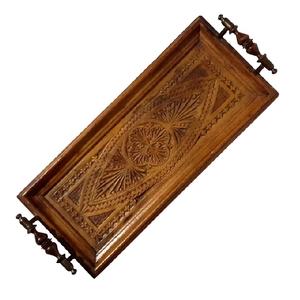 Plateau en bois de qualité supérieure avec poignées en métal, incrustation en bois, plateau de service pour chocolat, meilleure vente - Product Image 4