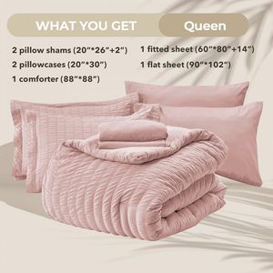 Hồng đôi Nữ Hoàng Vua Comforter Bộ seersucker 7 <span class=keywords><strong>c</strong></span>ái tất <span class=keywords><strong>c</strong></span>ả <span class=keywords><strong>c</strong></span>á<span class=keywords><strong>c</strong></span> mù<span class=keywords><strong>a</strong></span> bộ đồ giường thiết lập với <span class=keywords><strong>comforters</strong></span>, tấm, vỏ gối, shams - Product Image 5