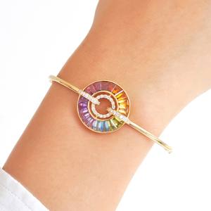 Amazing Multi Sapphire Circle Bracelet Queen Inspired Multi Stone Bracelet Cadeau de mariage Bracelet Art déco en argent 925 - Product Image 3