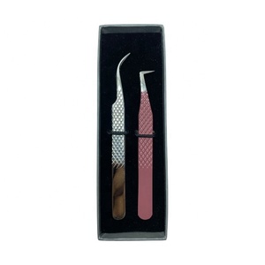 Pince à épiler pour cils en acier inoxydable, anti-statique, de précision, durable, à pointe en fibre, en forme de L à 45 et 90 degrés, multicolore, marque privée - Product Image 6