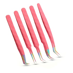 Pinzas para pestañas con tecnología Nano antideslizantes, Punta rosa fuerte, agarre suave, pinzas para pestañas naturales, logotipo personalizado - Product Image 5