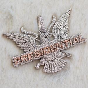 Pendentif feuille de moissanite VVS en or rose 14 carats pour homme-Pendentif et breloque approuvés par le testeur de diamants - Product Image 1