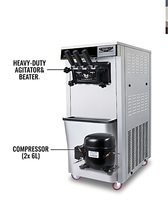 Machine à glace molle commerciale 3 saveurs 18-22L/H, sorbetière verticale pour snack-bar, café, boutique