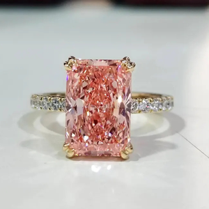 Bague de fiançailles solitaire avec diamant de laboratoire de 1,5 carats, taille radiant, couleur rose vif fantaisie, clarté VS, certifiée IGI, or 14 carats, pour femme - Product Image 1