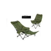 Chaise-lit de camping pliable moderne en acier inoxydable à double usage avec repose-pieds amovible, montage facile, chaise de couchage réglable - Extérieur