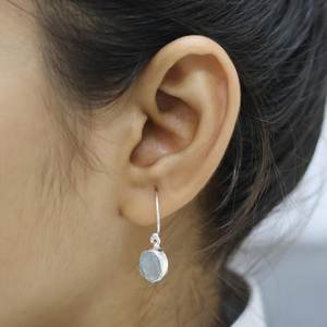 Raw Aquamarine Dangle <b>Earrings</b> 925 Sterling Silver <b>Handmade</b> March Birthstone Jewelry for Women Natural Gemstone - Product Image 5