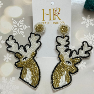 Bulk Festive Reindeer Christmas Beaded <b>Earrings</b> for Wholesale - <b>Holiday</b> Fashion Accessories - Product Image 3