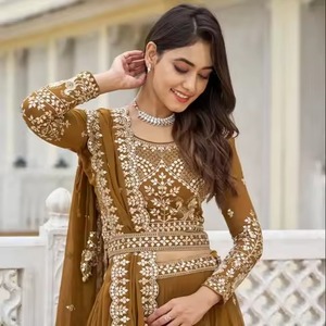 Đầm cưới truyền thống Ấn Độ kiểu Lehenga Choli chất liệu georgette thêu họa tiết cáo nặng, phong cách Pakistan, chất liệu lụa, mặc dự tiệc năm 2025 - Product Image 3