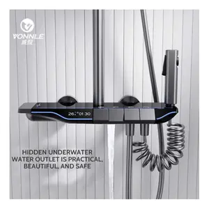 Hot Sale High Quality Thermostatic Piano Key Digital Bathroom Faucets Rain Shower Set With Head Shower