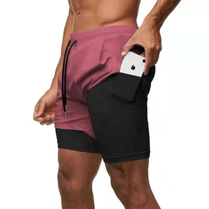 Shorts de basketball pour hommes, couleur unie, confortables, séchage rapide, polyester, double couche, respirants, style streetwear, mi-longueur - Product Image 3