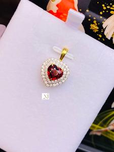 จี้รูปหัวใจคู่ประดับเพชรโมอิสซาไนต์ สร้อยคอห้อยประดับเพชรคิวบิกทรงหัวใจ  ทองชมพู  สำหรับทุกเพศ  เครื่องประดับคลาสสิก - Product Image 2