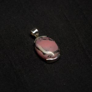 Pendentif en argent Sterling de haute qualité à la mode nouvelle mode forme ovale rhodonite pierre précieuse avec diamant perle vente directe d'usine - Product Image 1