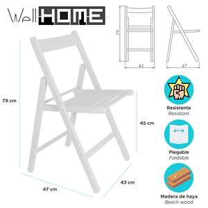 WELL HOME FURNITURE & DECORATION Set di 4 sedie BAS in legno di faggio con finitura bianca - Product Image 2
