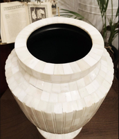 Vases à fleurs modernes écologiques en bois avec incrustations florales, pots décoratifs d'intérieur en métal de style arabe, meilleurs pots pour plantes vertes