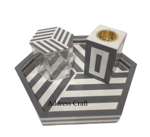 2025 Eid Ramadan Gift Bakhoor Set Home Hotel Events Wholesale Price Resin Inlay Tray <b>Oud</b> Storage Box And <b>Oud</b> Incense <b>Burner</b> - Product Image 1