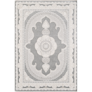 Tapis turc de luxe fabriqué à la machine, modèle Crown Elvin Grey, gris premium, pour salon, provenant d'un fabricant de Gaziantep. - Product Image 1