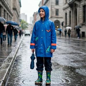 Impermeable Infantil para Niños, Diseño Divertido y Cómodo con Capucha, Ligero, Transpirable, de Nailon, con Dibujos Animados de Dinosaurios, Color Azul, Talla 10 - Product Image 5