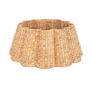 Scallop Water Hyacinth <b>Christmas</b> <b>Tree</b> Collar Handwoven Natural Fiber <b>Tree</b> <b>Skirt</b> Eco Friendly Holiday Decor - Product Image 2