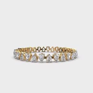 Pulsera de Tenis Hecha a Mano en Oro Amarillo de 18k con Diamantes en Corte Pera, Pulsera de Diamantes, Regalo para Niñas - Product Image 2