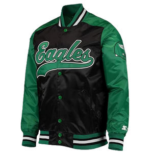 Chaqueta de bombardero de moda para hombre 100% Nylon Satin Winter Varsity Baseball Windbreaker con cuello Letterman Satin Button College Wear - Product Image 6