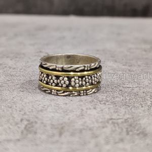 Bague de méditation en argent sterling 925 pour femmes, anneau de pouce, bijoux faits à la main, anxiété fine, pour hommes - Product Image 1