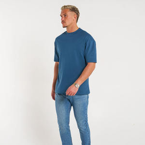 Camisetas Deportivas de hombre pesado con logotipo personalizado 100% de algodón, camisetas informales de gran tamaño con cuello redondo, pantalones cortos deportivos de algodón para gimnasio y Fitness - Product Image 2